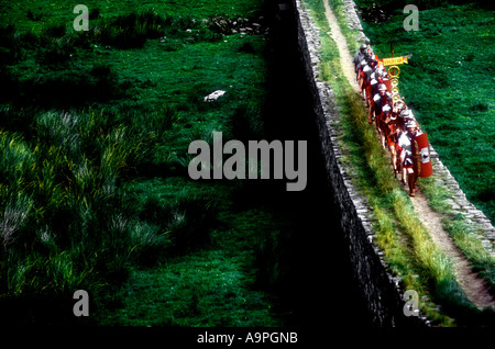 Roman Soldiers at Housesteads on Hadrians Wall Northumberland UK Stock Photo