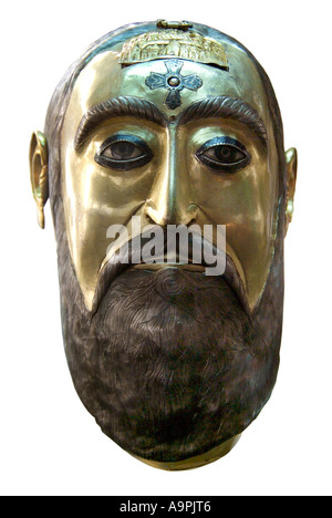 Gilt gold bronze face mask head Slavonic Russia Russian Bulgarian Serbian Serbo Croatia Croat Apostle Slav slavia treasure Stock Photo