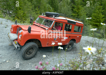 1960 s Land Rover Serie 2a 109 Station Wagon LWB as an austrian fire engine conversion by Rosenbauer. Stock Photo