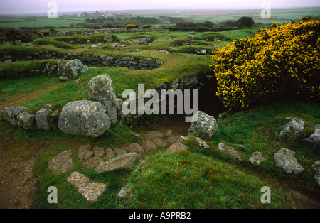 Carn Euny ancient village in Cornwall county England UK Stock Photo