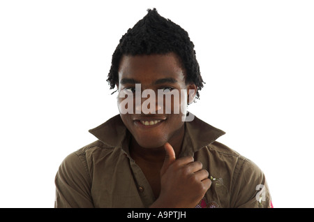 Studio shot of attractive fashionable young black man hatching a plan Stock Photo