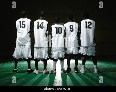 Rear view of basketball team Stock Photo
