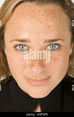 Woman with freckles Stock Photo