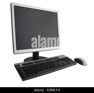 Computer monitor keyboard and mouse Stock Photo