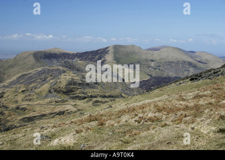 Nantlle Ridge from Moel Hebog in Snowdonia, Wales Stock Photo