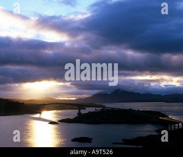 Dramatic view of Skye bridge crossing form mainland Scotland to the Isle  of Skye,UK. Stock Photo