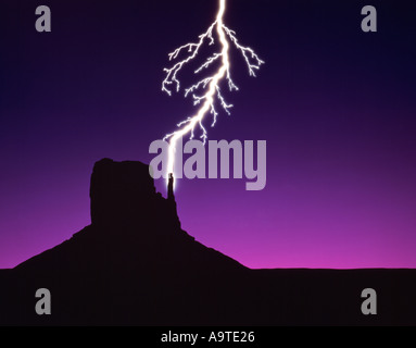 Mountain with lighting Stock Photo