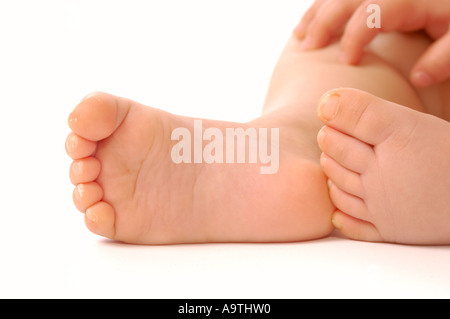Close-up of a caucasian baby's feet. Stock Photo