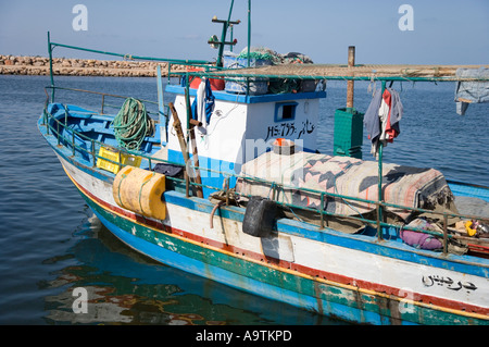 Typical Tunisian Fishing Boat in Harbour at Houmt Souk  Djerba Tunisia Stock Photo