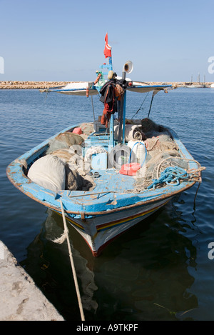 Typical Tunisian Fishing Boat in Harbour at Houmt Souk  Djerba Tunisia Stock Photo