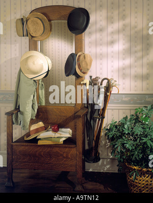 foyer, entranceway, old fashioned, mirror, seat, hat rack