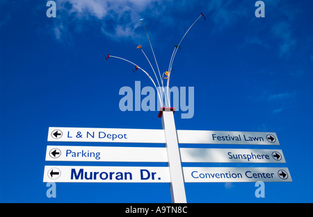 Stock Photo of Direction sign 1982 World Fair Grounds Knoxville Tennessee Stock Photo