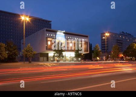 Berlin Karl Marx Allee Kino International at night Stock Photo