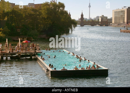 Berlin river spree summer pool Arena Stock Photo