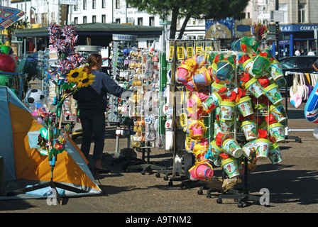 Southend on Sea seafront pavement display of beach goods on sale Stock Photo