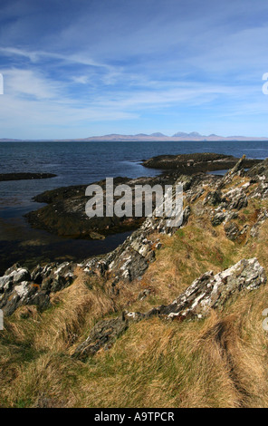 Paps of Jura from the Island of Gigha, Scotland Stock Photo