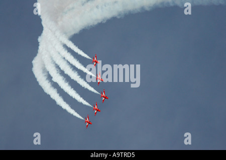 Royal Air Force Hawk T1A aerobatic display team Red Arrows at the Newtownards Air Show County Down Northern Ireland Stock Photo