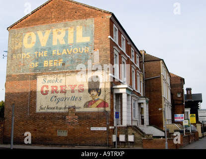 old bovril and cigarettes advert painted on building Stock Photo