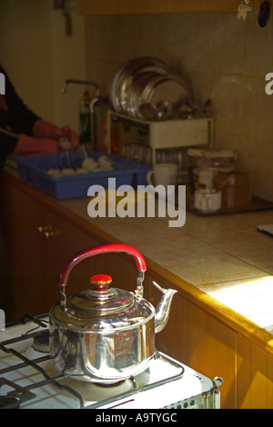 old kettle on hob Stock Photo