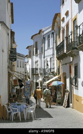 Portugal, the Alentejo, Evora, Rua 5 de Outubro street scene in old city centre Stock Photo