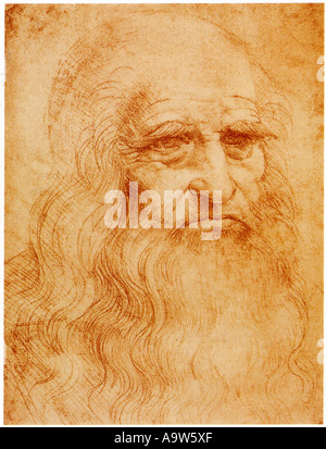 Self portrait by Leonardo da Vinci Stock Photo