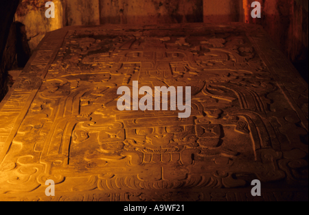 Mexico Chiapas State Palenque Tomb Of Kin Pakal Inside Temple Of Inscriptions Stock Photo