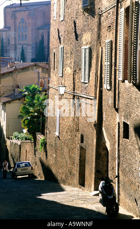 Tuscany, Siena, buildings with shuttered windows, low angle view Stock Photo