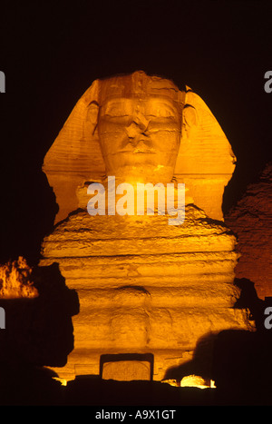 SON ET LUMIERE GREAT PYRAMID SPHINX FACE RUINS GIZA CAIRO EGYPT Stock Photo