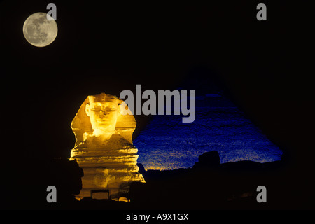 SON ET LUMIERE GREAT PYRAMID SPHINX RUINS GIZA CAIRO EGYPT Stock Photo