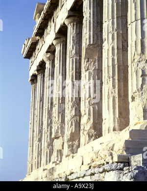 DORIC STONE COLUMNS PARTHENON COLONNADE ACROPOLIS RUINS ATHENS GREECE Stock Photo