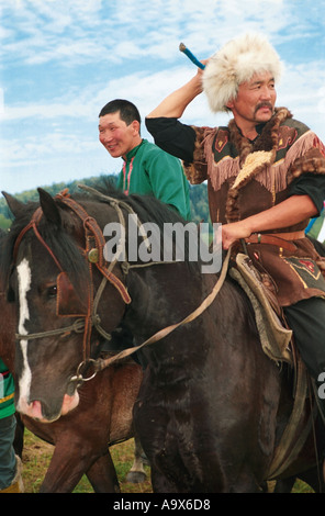 Skillful horseman in Altaic costume National Altaian festival El Oiyn ...