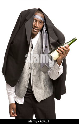 Comic image of a young drunk man on his stag do Stock Photo