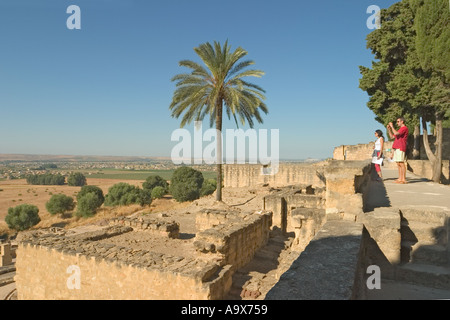 Madinat Al Zahra aka Medina Azahara, Cordoba Province, Spain.  Patios of upper dwellings. Stock Photo