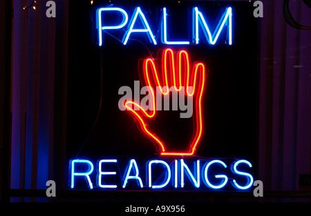 Palm Readings Neon Sign Stock Photo