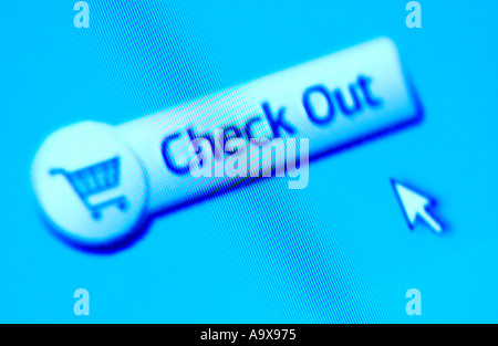 check out button on internet Stock Photo