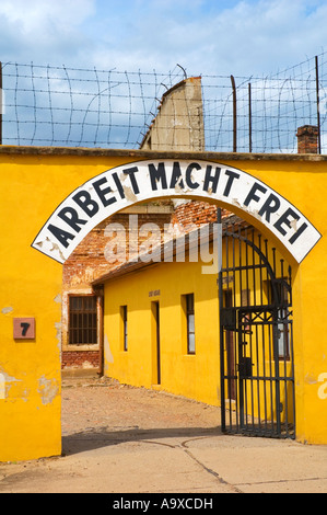 Theresienstadt Concentration Camp With Sign Arbeit Macht Frei Work 