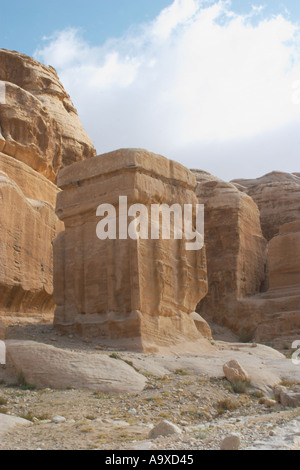 The Djinn Blocks on the path in to Petra Jordan Stock Photo