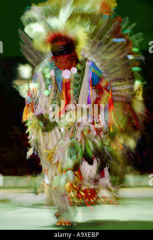 Dancer at Powpow, a traditional meeting of Northamerican Indians, USA, New Mexico, Albuquerque Stock Photo