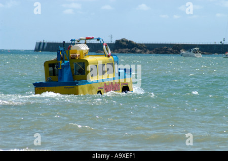 amphibious elizabeth castle duck ferry in st aubin's bay