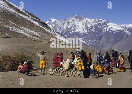 Sherpas in the Mustang-area, Nepal Stock Photo