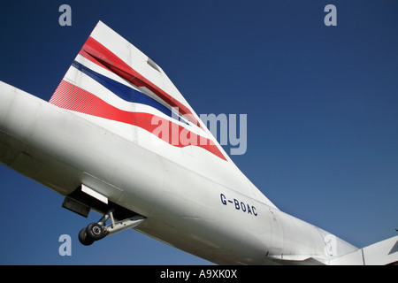 Concorde at Manchester Airport with British Airways colours on tail fin Stock Photo