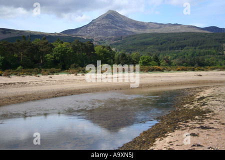 beach near Brodick with reflection of Goatfell Arran Scotland  May 2007 Stock Photo