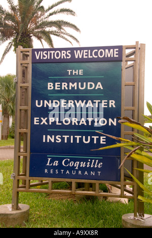 Bermuda Hamilton Bermuda Underwater Exploration Institute sign Stock Photo
