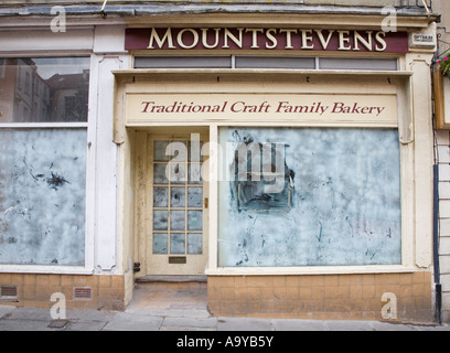 Bakers shop closed down in town high street Shepton Mallet Somerset England UK Stock Photo