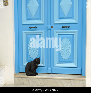 A typical doorway in the typical Tunisian Village of Sidi Bou Said Blue White village nr Tunis Tunisia Stock Photo