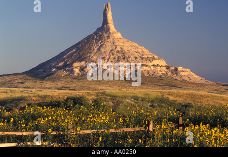 Nebraska Chimney Rock National Historic Site famous landmark on the Oregon Trail Stock Photo