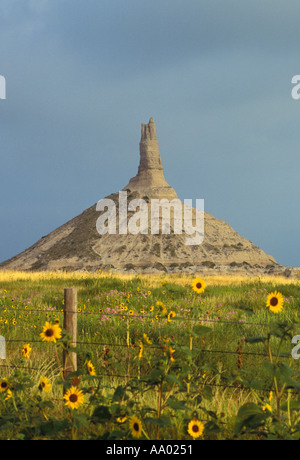 Nebraska Chimney Rock National Historic Site famous landmark on the Oregon Trail Stock Photo