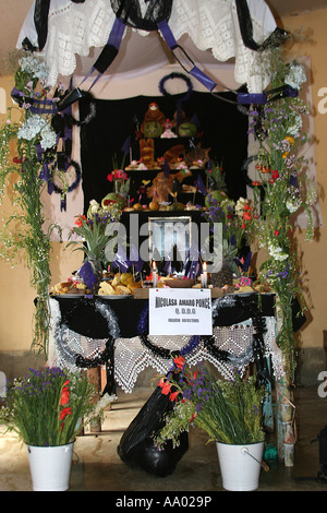 A family shrine specially built for todos Santos, all Saints, in Llallagua, Potosi, Bolivia Stock Photo