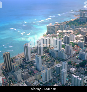 Waikiki Beach Honolulu Hawaii Aerial View Skyline Diamond Head at ...