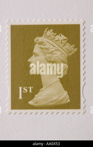a 1st class stamp on an envelope Stock Photo